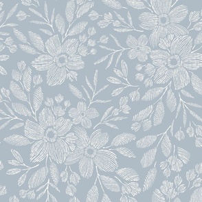 Florals Pale Blue Off White