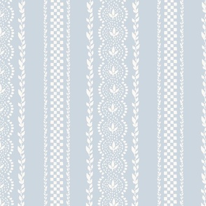 Vertical Vines Pale Blue Off White