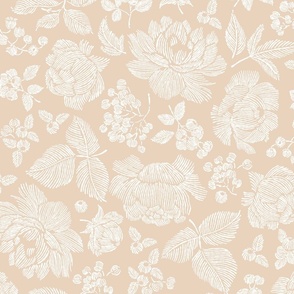 Line Peonies _ Berries Beige White