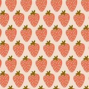Illustrated Graphic Strawberries on Tan with Green Stems