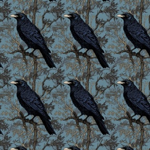 ravens with a blue background