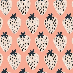 Illustrated Graphic Light Strawberries on Pale Pink 