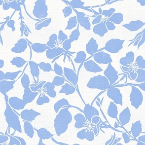 wild rose floral french country pale blue block print