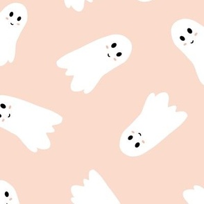 Friendly cute ghosts on light pink 12x12