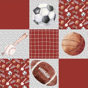 Red Gray Sports Quilt Layout