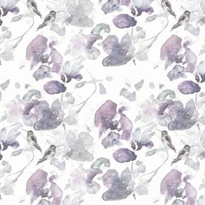 Purple hummingbird orchids / modern abstract small