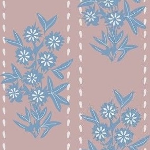 French Country Table Linens - Dusky Pink And Blue.