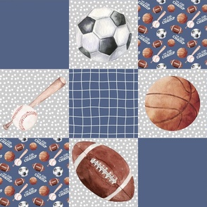 Blue Gray Sports Quilt Layout