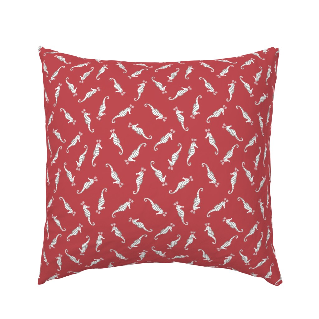 Cute Whimsical Candy Stripe Seahorse Reindeer Scatter -  Cranberry red