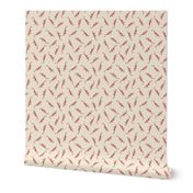 Cute Whimsical Candy Stripe Seahorse Reindeer Scatter -  Eggshell cream white  and cranberry red