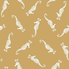 Cute Whimsical  Candy Stripe Seahorse Reindeer Scatter -  golden Honey yellow sand