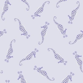 Cute Whimsical Candy Stripe Seahorse Reindeer Scatter -  pastel lavender violet purple