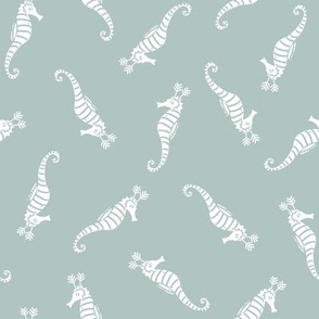 Cute Whimsical Candy Stripe Seahorse Reindeer Scatter -  seafoam mint green blue