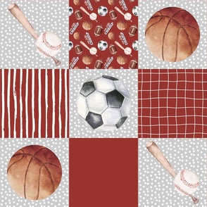 Red Gray Sports Patchwork Rotated
