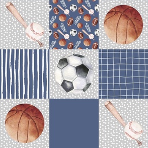 Blue Gray Sports Patchwork Rotated