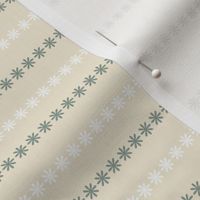 small simple merry floral star stripe - eggshell cream white and muted sage green