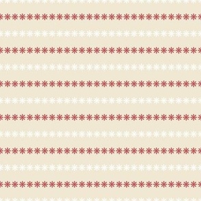 small simple merry floral star stripe - eggshell cream white and cranberry red