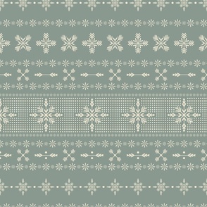 Modern Holiday Snowflake and Star Fair Isle  -   muted sage green