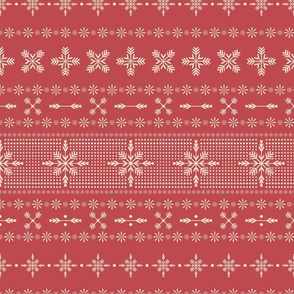 Modern Holiday Snowflake and Star Fair Isle  -   cranberry red