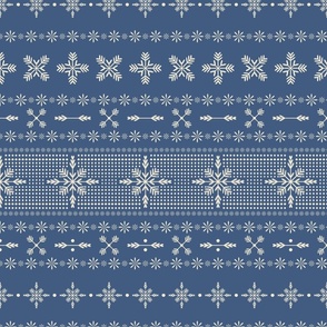 Modern Holiday Snowflake and Star Fair Isle  -  sapphire cobalt blue