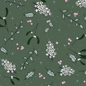 Tossed Winter Floral - Evergreen