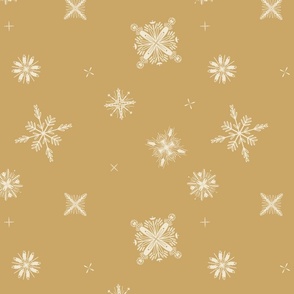 Delicate whimsical falling stars and snow - golden honey yellow mustard