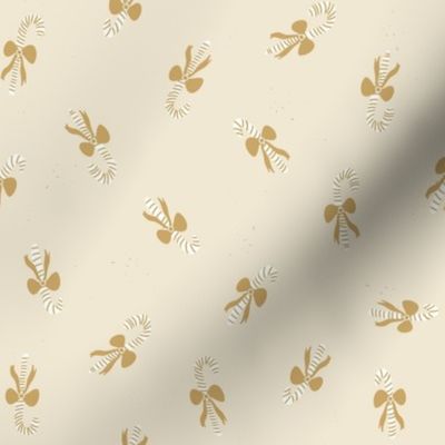 Holiday Sweet Candy Canes Ribbons and Bows -  eggshell cream white and golden honey yellow mustard