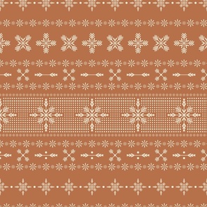 Modern Holiday Snowflake and Star Fair Isle  -   cinnamon ginger brown