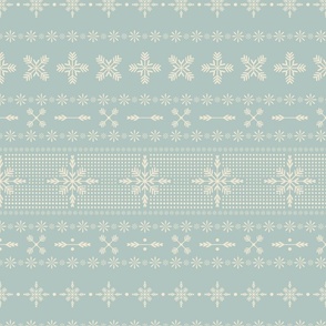 Modern Holiday Snowflake and Star Fair Isle  -  seafoam mint blue green