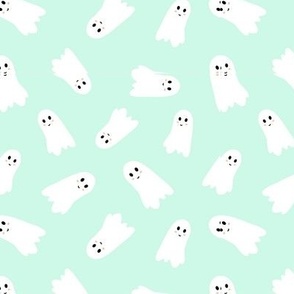 Friendly cute halloween ghosts on mint 6x6
