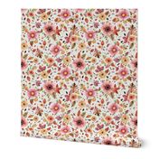 Autumn leaves floral White Ecru Small