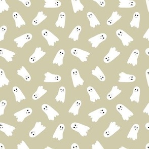 Friendly cute ghosts on light sage green small 4x4