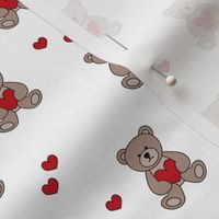 Valentine teddybear holding hearts - Valentine's Day kids Teddy Bear with hearts love design brown red on white