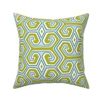 tribal geometric/apple green and icy blue/medium 