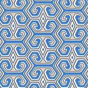 tribal geometric/cobalt and parchment/medium