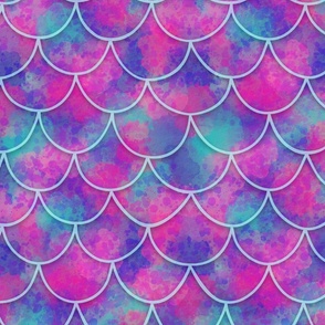 Scallop Scales - LARGE – Multi Watercolour Mermaid Tail