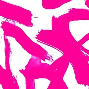 hot shocking pink and white abstract brush stroke artistic graphic large scale