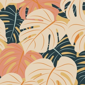 Monstera Leaves in Muted Colors (Medium)