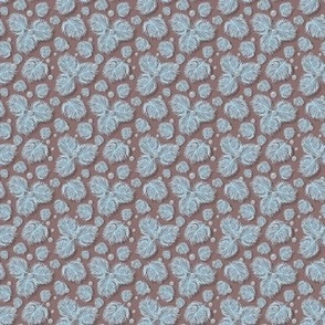 DVFP1 - Dreamy Vintage Feathers and Pearls in Mauve and Pastel Blue - 4 inch repeat on both fabric and wallpaper