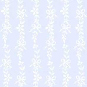Pale Blue and White Floral Ditsy Stripe, Bow, Tiny Flowers Ditsy Striped Climbing Vine Preppy Grand Millennial PF084E