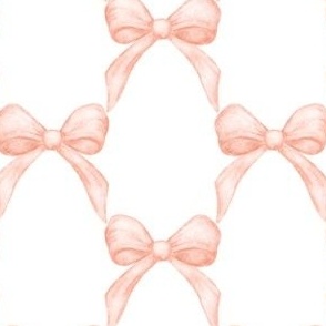 Watercolor Bow Trellis Muted Peach Ribbon Fall Halloween Autumn Lattice Grand Millennial Preppy PF135L