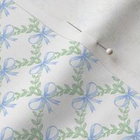 Blue Bow Scallop Trellis Vine Greenery Trellis Grand Millennial Preppy Scalloped PF0136A