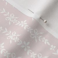 White Floral Ditsy Stripe on neutral red pink, Bow, Tiny Flowers Ditsy Striped Climbing Vine PF084D