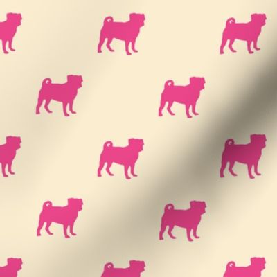Pug - Pink on Cream