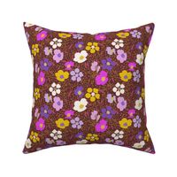 Summer Floral Berry Purple Burgundy Yellow Pink Flowers Gold Botanical Large Scale