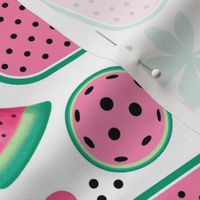 Large Scale Watermelon Pickleball Paddles and Balls on White