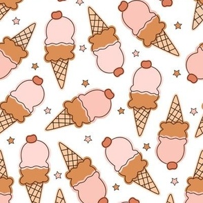 Muted Pink Brown Ice Cream Cones