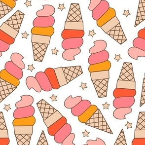 Pink Yellow Retro Ice cream Cones