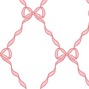 PINKISH RED BOW TRELLIS RIBBON SCALLOP TRADITIONAL PF053D