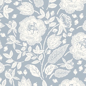 Peonies Soft Blue Light Cream